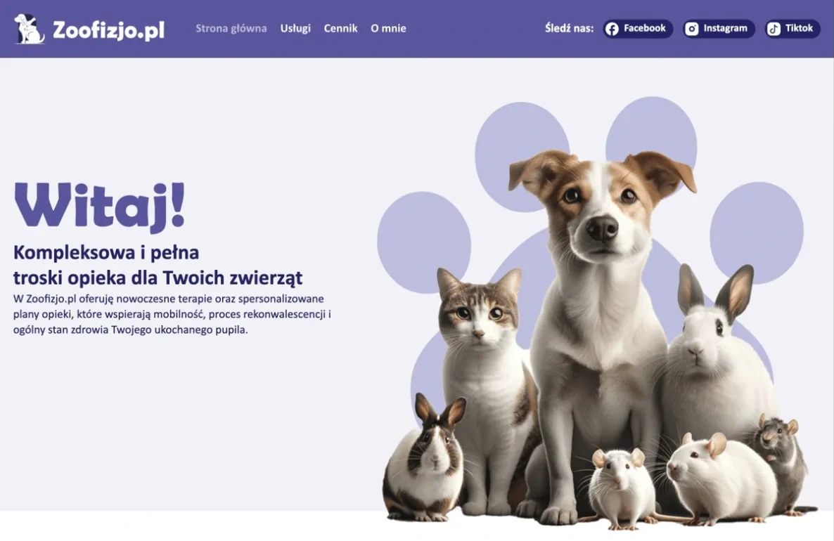 The Zoofizjo website, designed by Hakusana